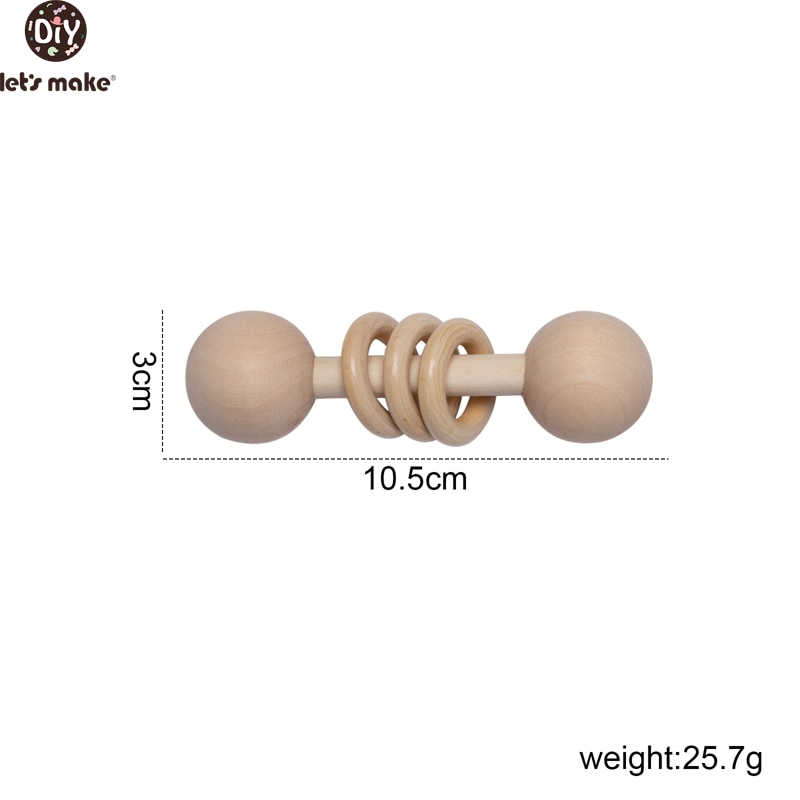 Let's Make Baby Beech Wooden Rattle 1pc Hemu Rattle Soother Teether Molar Toy Safe Without FPA Musical Chew Montessori Toys